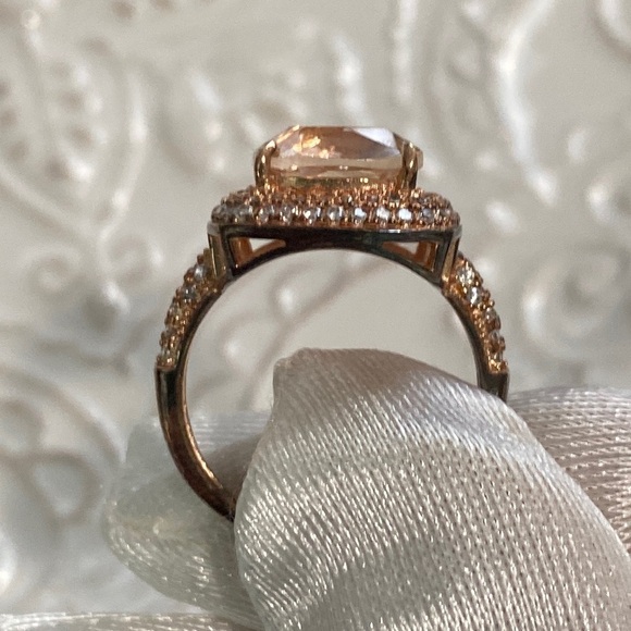 Morganite Diamond Cushion Cut Sterling Silver 14k Rose Gold Ring 4Ct Christmas - Picture 5 of 17